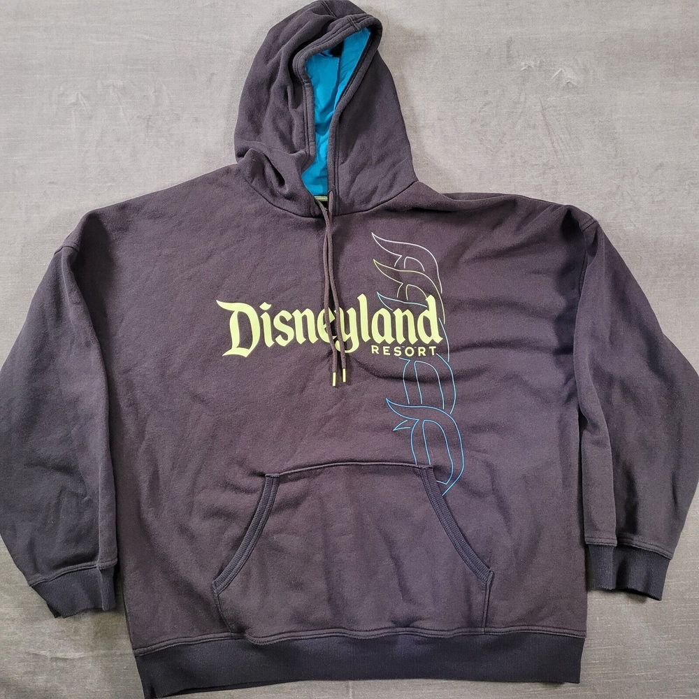Disney Men XL Hoodie Black Disneyland Resort Parks Pullover‎ Sweatshirt Graphic